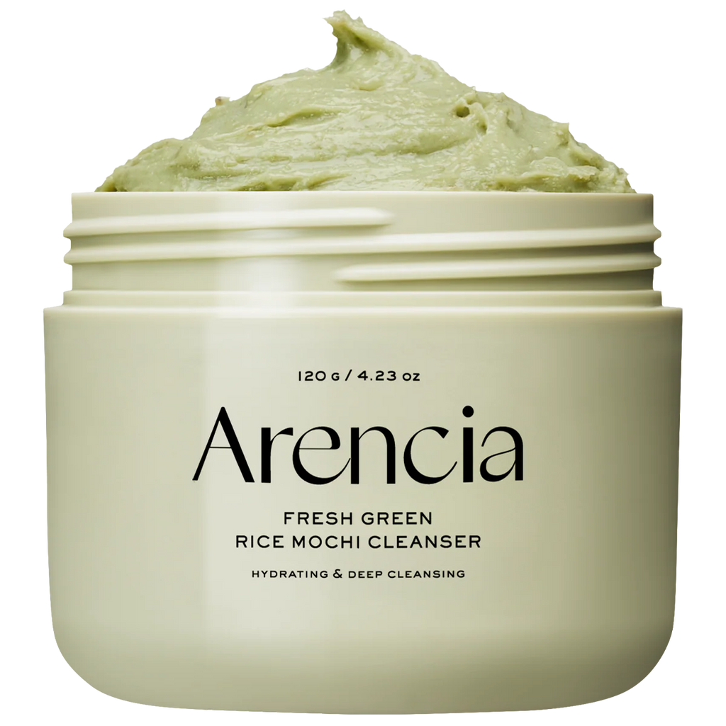 Jar of Arencia Fresh Green Rice Mochi Cleanser on a white background