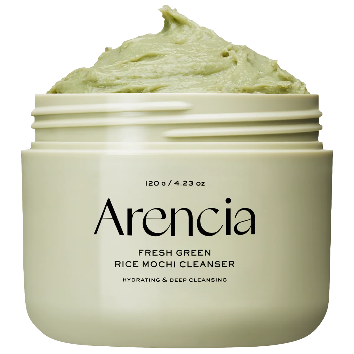 Jar of Arencia Fresh Green Rice Mochi Cleanser on a white background