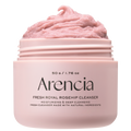 Pink jar of Arencia Fresh Royal Rosehip Cleanser with pink cream on a white background