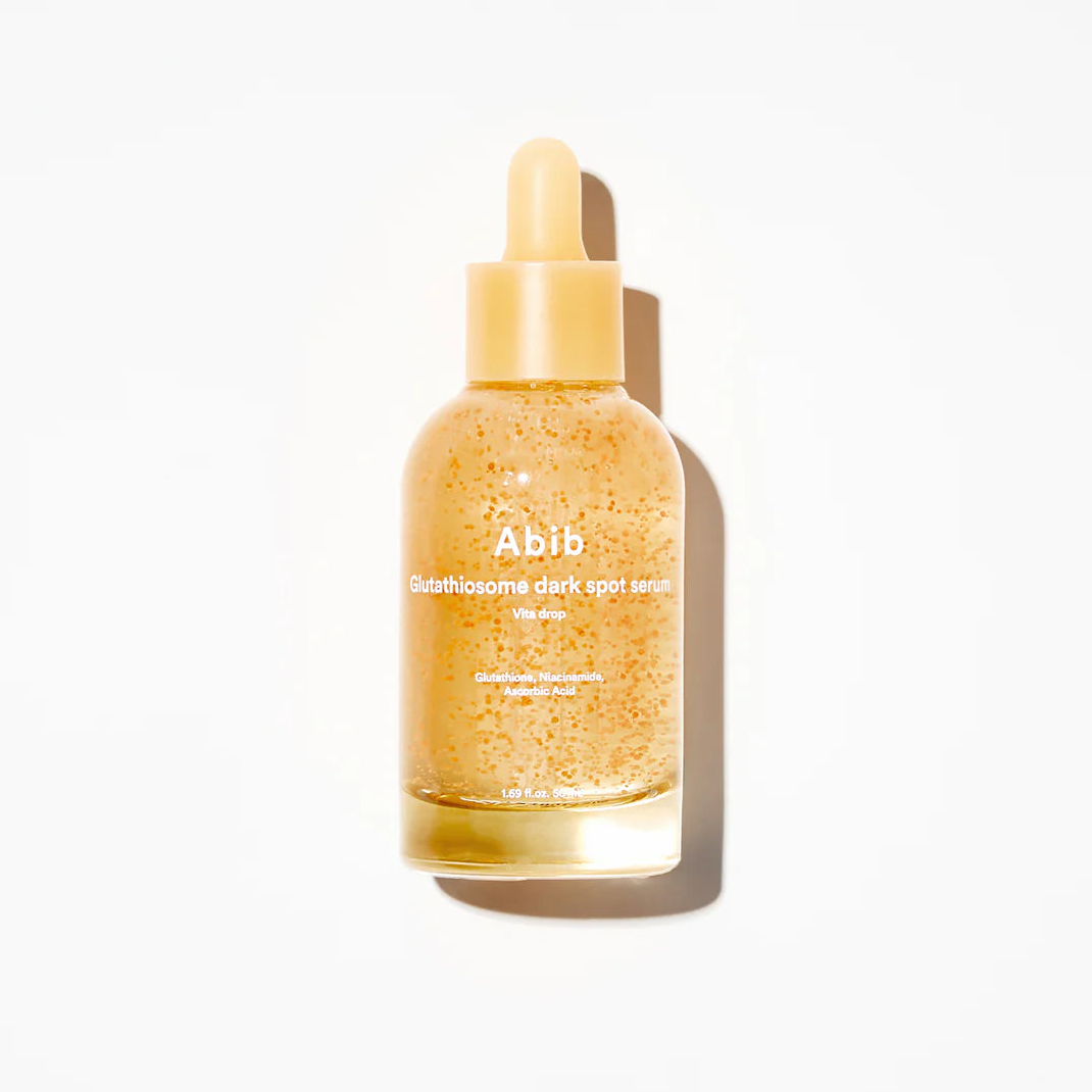 Skincare serum bottle with dropper labeled 'Abib' on a white background