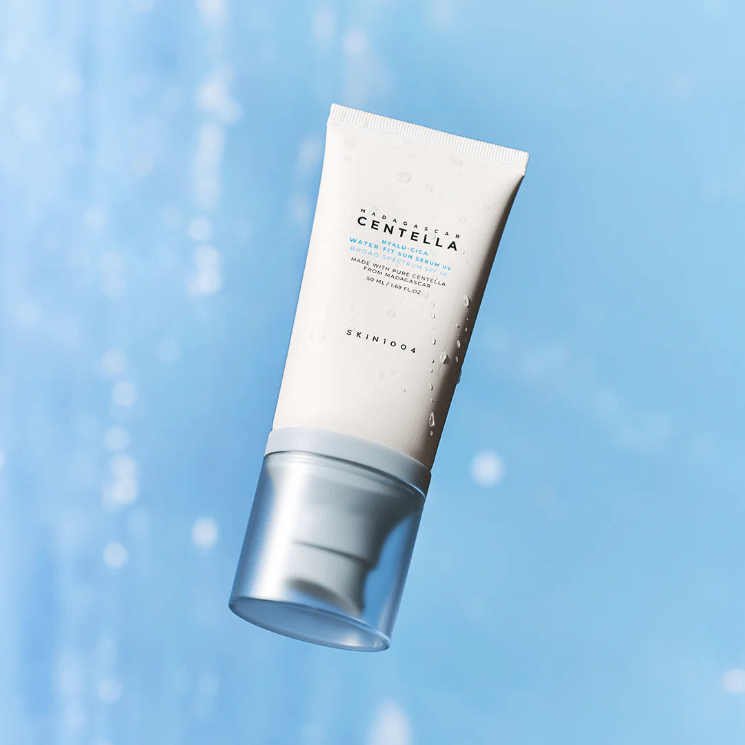 Skincare tube with blue gradient background