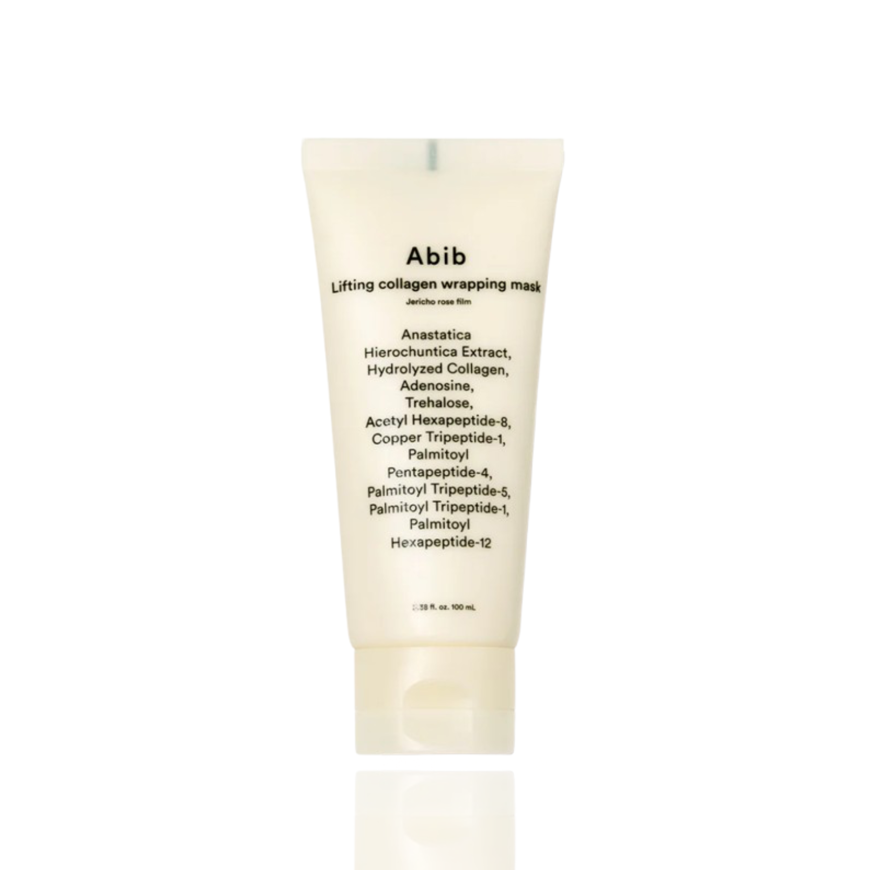 Tube of Abib lifting collagen wrapping mask on a white background