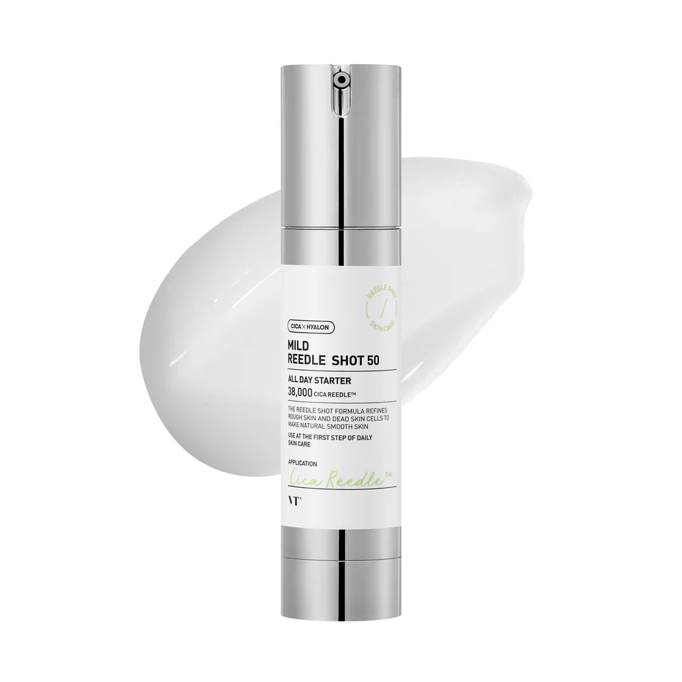 Skincare serum bottle with silver cap and white body on a white background.

Cutis Clinique Mild Reedle Shot 50 (1)