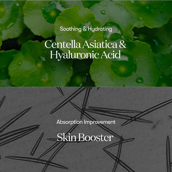 Product advertisement with green leaves and text about Centella Asiatica, Hyaluronic Acid, and skin booster benefits.

Cutis Clinique Mild Reedle Shot 50 (3)