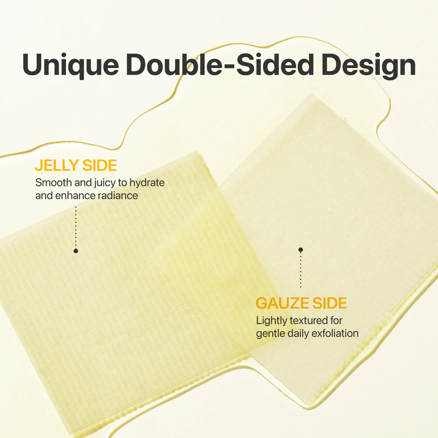 Double-sided cleaning cloth with jelly and gauze sides on a white background