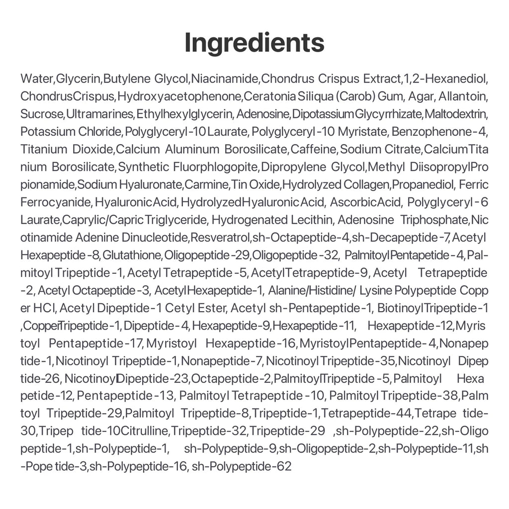 List of ingredients on a white background