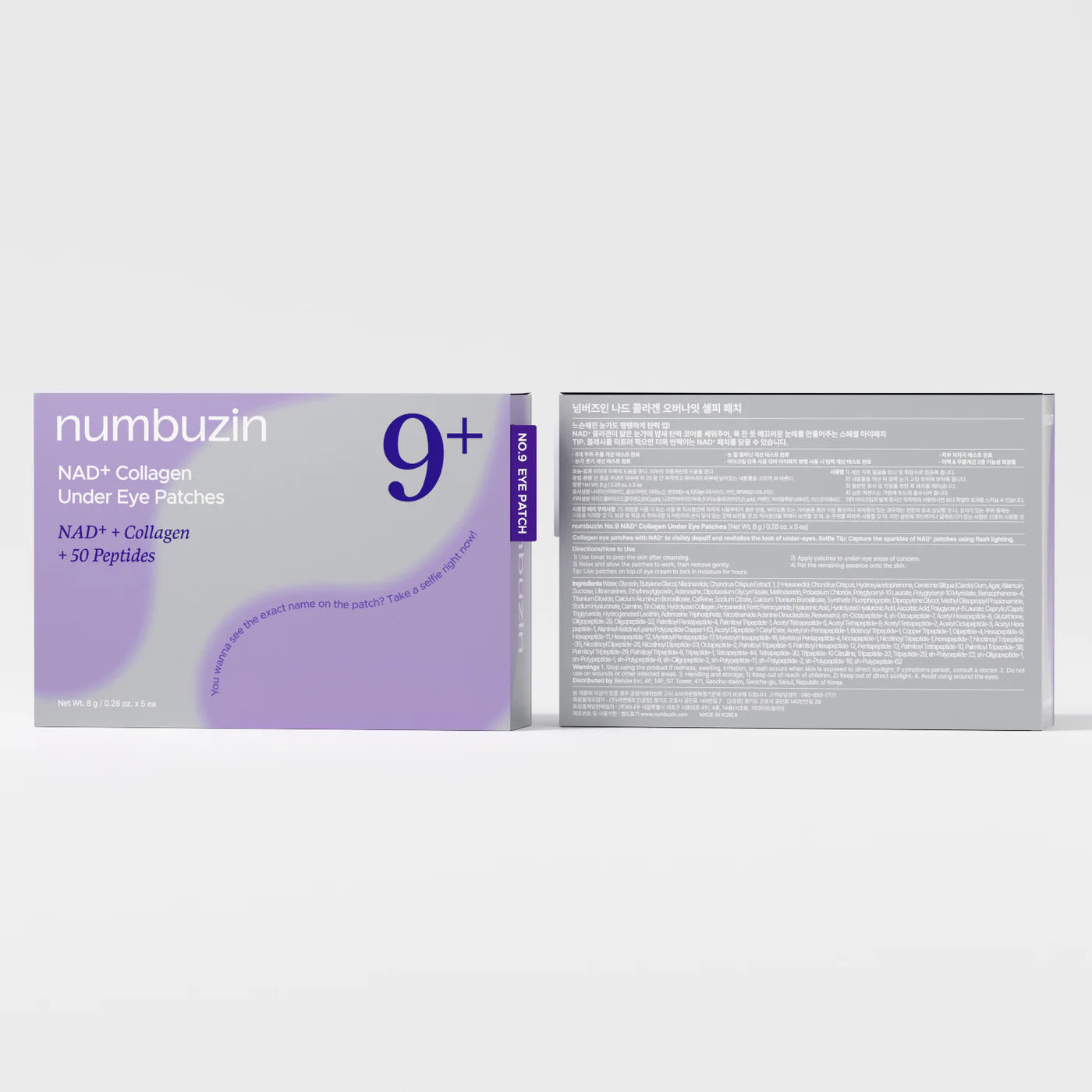 Numbuzin 9+ under eye patches packaging on a white background