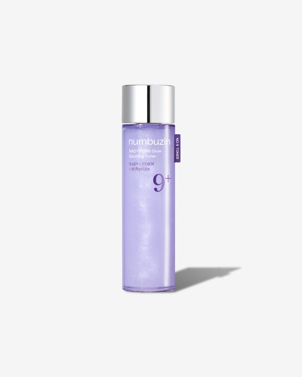 Purple bottle with silver cap on a white background