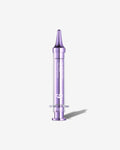 Purple cosmetic serum bottle on a white background