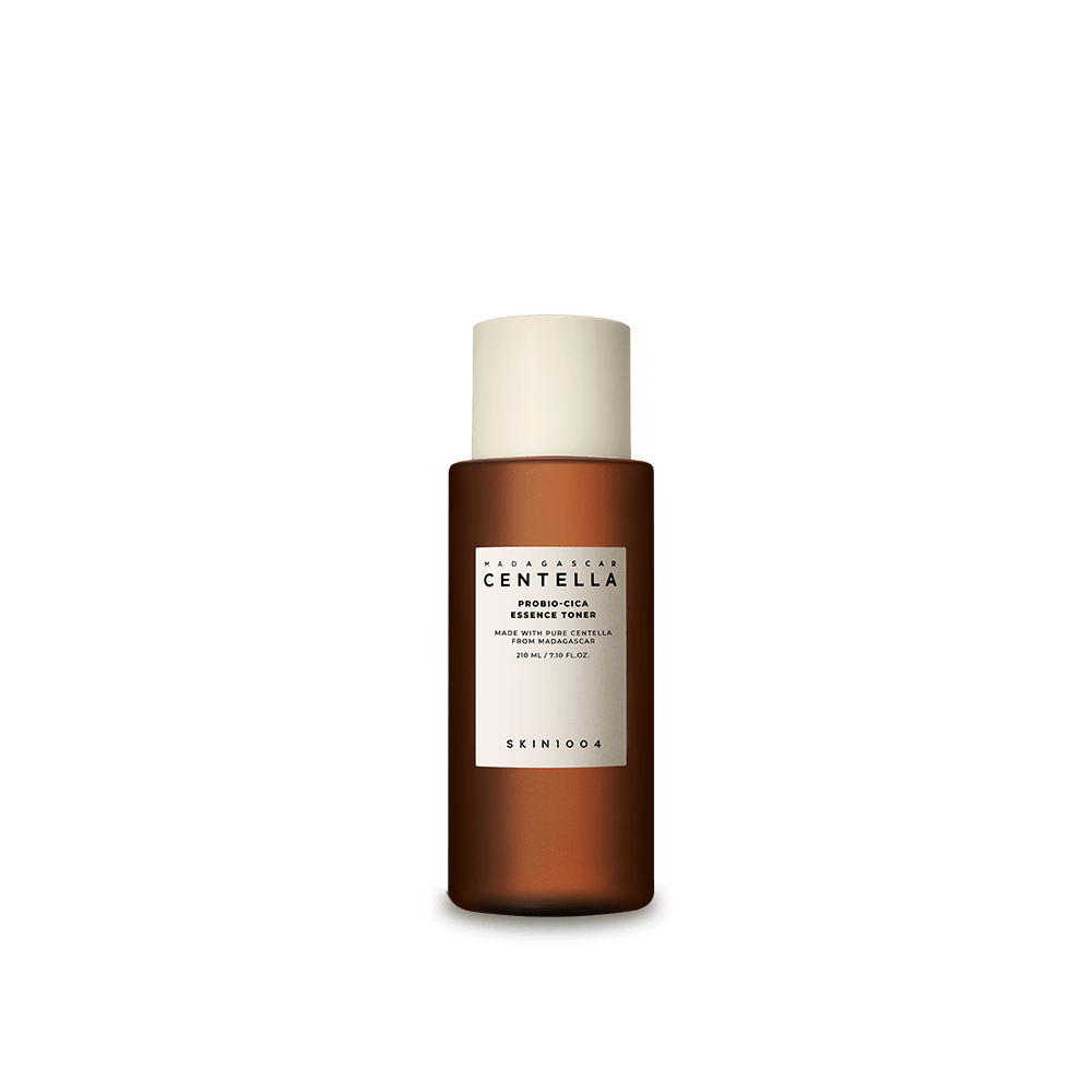 Skintouch Centella Asianicola Essence Toner bottle on a green background