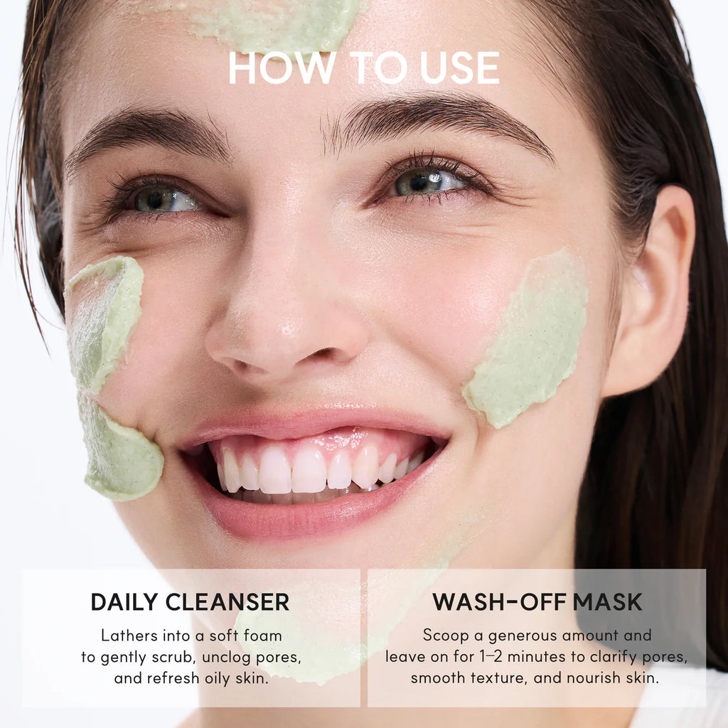 Arencia Fresh Green Rice Mochi Cleanser, Gentle Daily Cleanser for Acne-Prone Skin, 1.76oz / 4.23oz