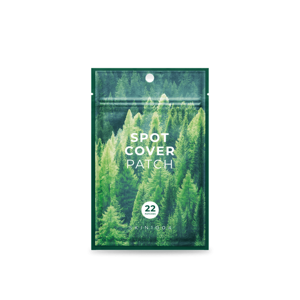 Packaging of Spot Cover Patch with forest design on a green background