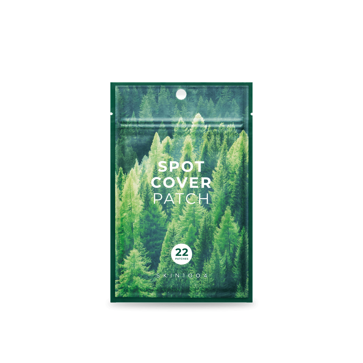 Packaging of Spot Cover Patch with forest design on a green background
