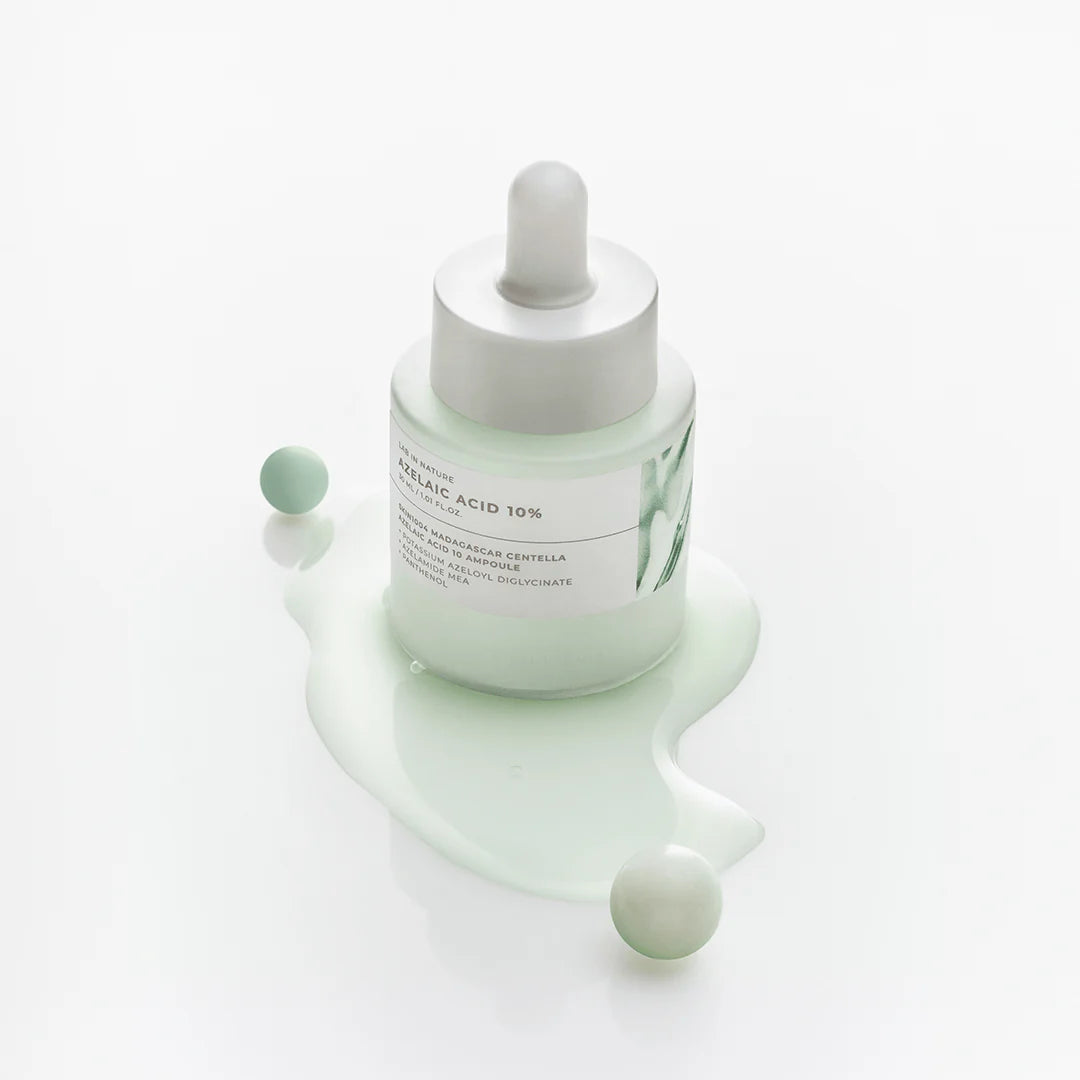 Skincare serum bottle with dropper on a white background